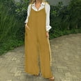 thumbnail image 2 of ABATAB Overalls for Women Baggy Wide Leg Cotton Linen Jumpsuit Sleeveless Long Palazzo Pants Summer Rompers with Pockets, 2 of 6