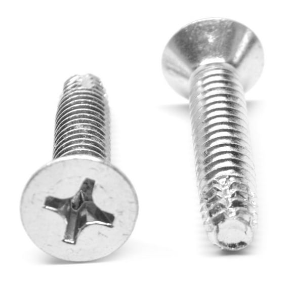 1/4"-20 x 1 1/4" (FT) Coarse Thread Thread Cutting Screw Phillips Flat Head Type F Low Carbon Steel Zinc Plated Pk 2000