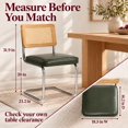 thumbnail image 2 of Dark Green PU Leather Modern Rattan Dining Chairs Set of 4, Cane Back, Dinning Chairs, Sillas de Comedor, Upholstered Mid Century Modern Dining Room Chair, Chrome Metal Kitchen Chair, 2 of 9
