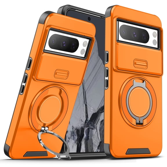 Magnetic for Google Pixel 8 Pro Case [Compatible with MagSafe] [360° Rotatable Ring Holder Kickstand] [Military Grade Protection] Shockproof Slim Phone Case for Google Pixel 8 Pro,Orange