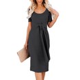 thumbnail image 4 of Vestido de vendaje con cuello redondo y manga corta para mujer, informal, para adelgazar Fridja  qw4051, 4 of 9