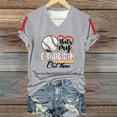 thumbnail image 6 of Bovemsi Women's Baseball Season Solid Color Sports Top V Neck Loose Short Sleeved Shirt, Gray Women's Summer Short Sleeve T-Shirts, S, 6 of 6