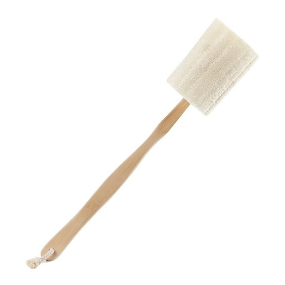 Long Wooden Handle Loofah Back Scrubber Brush | Detachable Double-Sided Exfoliating Body Brush for Shower & Bath | Natural Loofah & Wood Materials | Gentle Skin Cleansing
