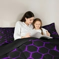 thumbnail image 4 of Feelyou Neon Gradient Geometric Twin Bedding Sets 7-Piece, Purple Honeycomb Bedding Comforter Set, Teens Boys Girls Kids Reversible Sheet Sets, Ultra Soft Home Decor, 4 of 7