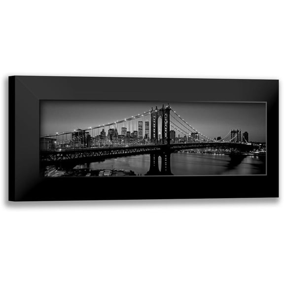 Berenholtz, Richard 14x7 Black Modern Framed Museum Art Print Titled - Manhattan Bridge and Skyline