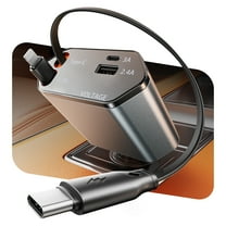 GUSGU 100W 4-in-1 Retractable Car Charger with USB C/Lightning Cable, PD30W