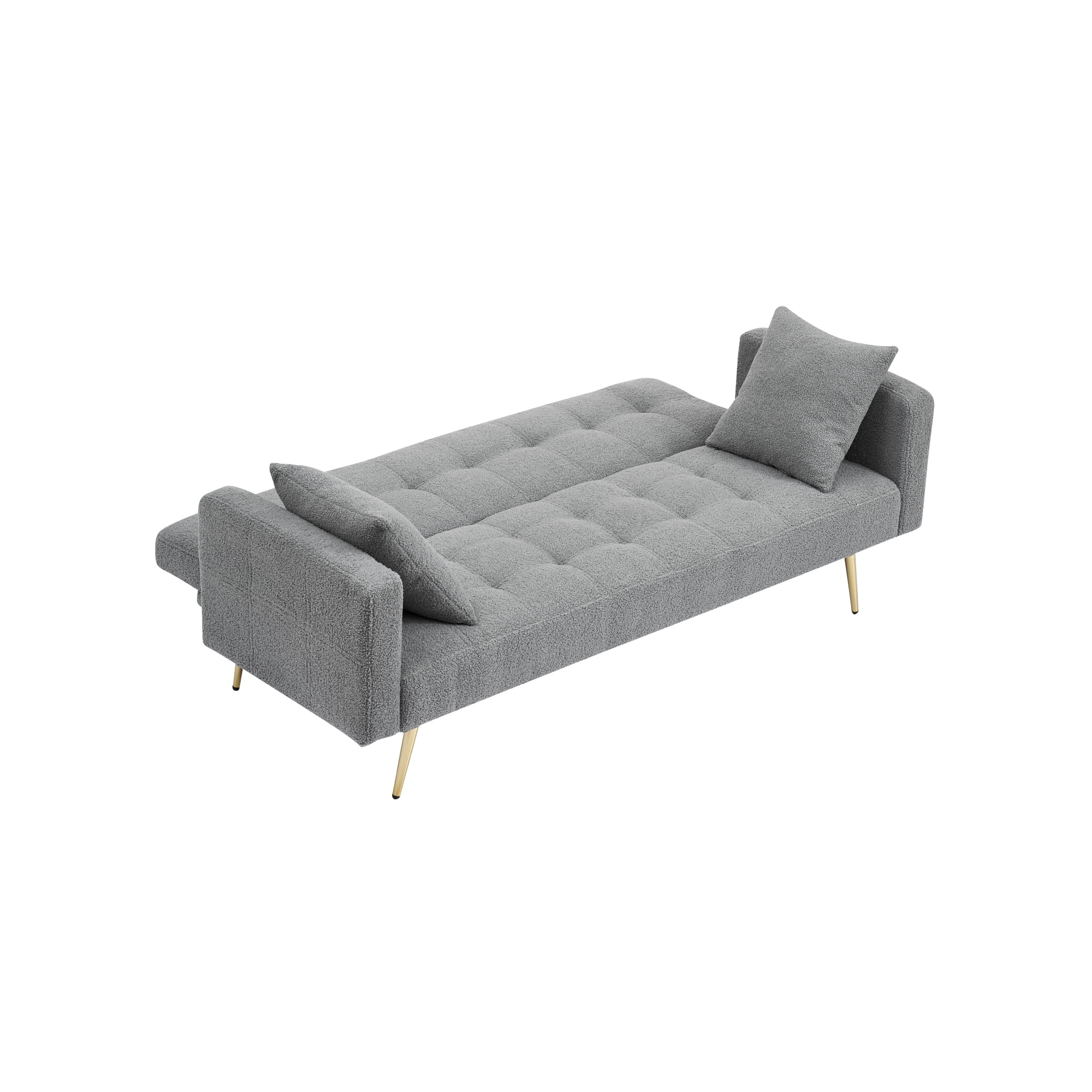 71" W Teddy Convertible Futon Sofa Bed,Modern Upholstered Loveseat Sofa Couch for Living Room,Small Space,Gray