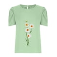 thumbnail image 5 of ALLLIST Womens Spring Tops Green Elbow-Length Crew Neck Floral T-Shirts Womens Shirts Under $5, 5 of 7