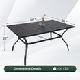 thumbnail image 7 of 6-person 60" Long Rectangular Steel Outdoor Dining Table with Umbrella Hole, 7 of 7