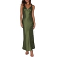 thumbnail image 1 of Vestido largo VUBIYA elegante de satén con cuello en V sin espalda para mujer, 1 of 5