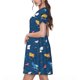 thumbnail image 2 of Disketp Colorful Ocean Shark para Vestido de Manga Corta para Mujeres, Vestidos de Verano para Mujeres, Casual y Holgado para la Playa, 2 of 6
