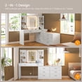 thumbnail image 4 of Large Makeup Vanity with LED Light Mirror & Power Outlet, 8 Drawers, 3 Color Modes & Adjustable Brightness Corner Vanity, L Shape Vanity, Dressing Table, White, 4 of 10