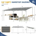thumbnail image 4 of MEISSALIVVE 12' x 16' Wall Mounted Gazebo, Outdoor BBQ Grill Gazebo with Side Shelf, Lean to Metal Awnings with Sloped Roof, Heavy Duty Pergola for Backyard, Deck, White, 4 of 11