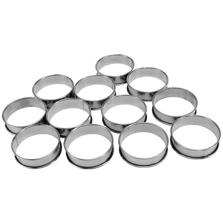 

12 Pieces 3.15 Inch Double Rolled Tart Rings Stainless Steel Round Muffin Rings Metal Crumpet Rings Molds