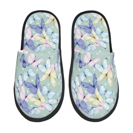 

House Slippers for Women Men - Colorful Butterfly Warm Non-slip Mens Womens Slippers Cozy Slip-on House Shoes Bedroom Outdoor Indoor Slippers for Men