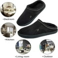 thumbnail image 5 of Mens Slippers Memory Foam Comfort Fuzzy Plush Lining Slip On House Shoes Indoor Outdoor Clog Black, Size 11-12, 5 of 7