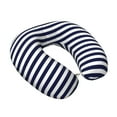 thumbnail image 2 of Disketp Navy Blue And White Stripes Travel Pillow Memory Foam Neck Pillow Support Pillow for Camping, Sleeping Rest Cushion Airplane Pillow, 2 of 8