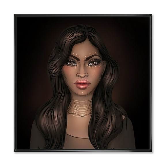 Designart 'Portrait of Afro American Woman IV' Modern Framed Canvas Wall Art Print