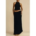 thumbnail image 4 of Two Piece Maxi Skirt Sets for Women Summer Backless Halter Beach Top Long Skirt Going Out Set 2 Piece Outfits Black L, 4 of 7