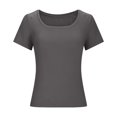 thumbnail image 4 of BVOFAR Women's Casual Short Sleeve Square Neck T-Shirts Summer Ribbed Knit Tops Solid Color Slim Fit Tee Shirts 2025, 4 of 5