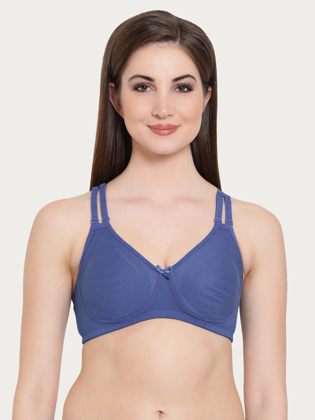 Clovia Non-Padded Non-Wired Full Coverage Multiway T-Shirt Bra in Blue -  Cotton Rich 