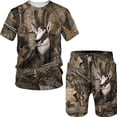 thumbnail image 4 of Conjunto de camiseta de caza con estampado 3D de camuflaje de jabalí, chándal elegante de cuello redondo para hombre, jersey de gran tamaño y pantalones cortos de playa, 4 of 4