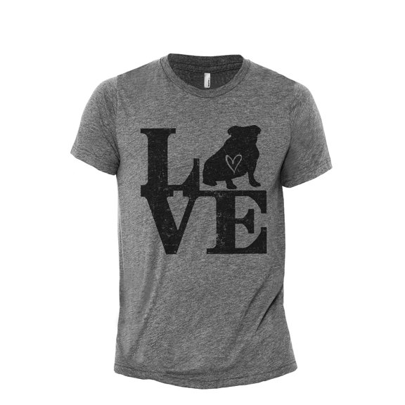 Love Bulldog Men's Modern Fit Fun Casual T-Shirt Printed Graphic Tee Heather Gray Medium