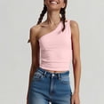 thumbnail image 2 of AherBiu One-Shoulder Tops for Women Going out Tops Sleeveless Tank Tops Slim Fitted Stretch Camisole Tshirt, 2 of 4
