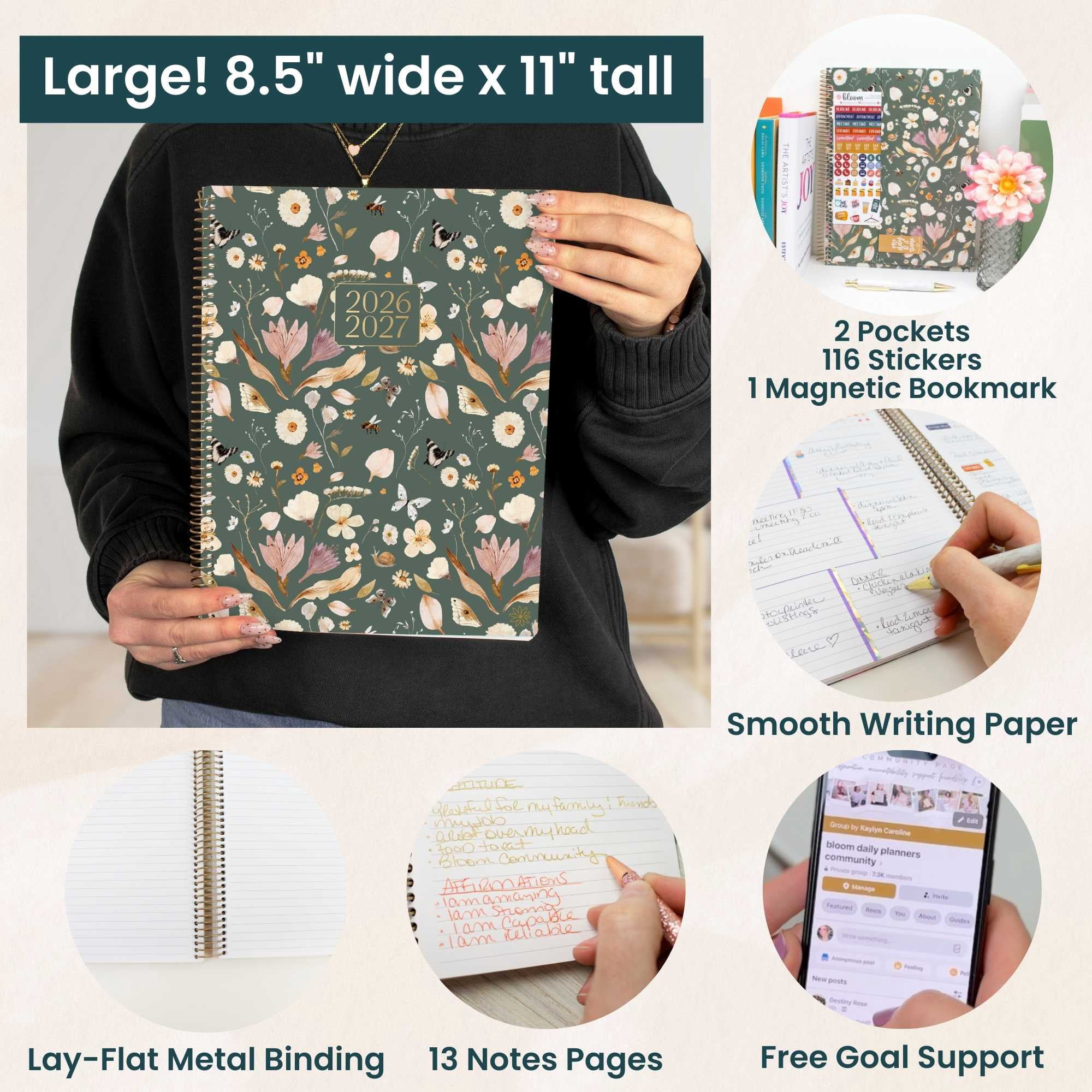 bloom daily planners 2026-2027 Academic Planner, 13 Month Monthly & Weekly, 8.5" x 11" Soft Cover, Stickers Included, Butterfly Garden