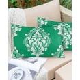 thumbnail image 6 of Pack of 2 Outdoor Pillow Covers, Green Classic Luxurious Old Brocade Pattern Waterproof Square Throw Pillowcase Cushion Decorative Pillow Covers for Couch Patio Tent, 20x12 in, 6 of 6