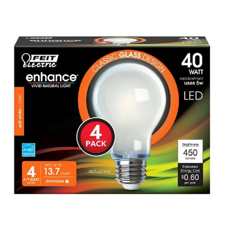 

Feit Electric Feit Electric A1940/927CAFIL4 Enhance Dimmable A19 Filament LED Bulb