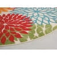 Nourison Tropical Oasis Indoor/Outdoor Modern Floral Green 7'10" x ROUND Area Rug, (8' Round)