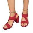 thumbnail image 5 of Wowcloth Women's Peep Toe Sandals - Comfortable Plus Size with Hook-and-Loop Strap & Heel for Fashion Casual Solid Color Footwear, 5 of 9