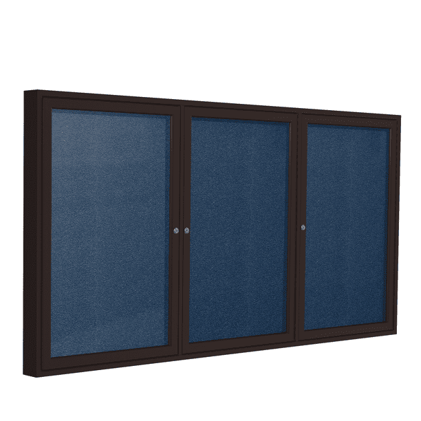 PB34872VX195 Ghent 3 Door Enclosed Vinyl Bulletin Board with Bronze