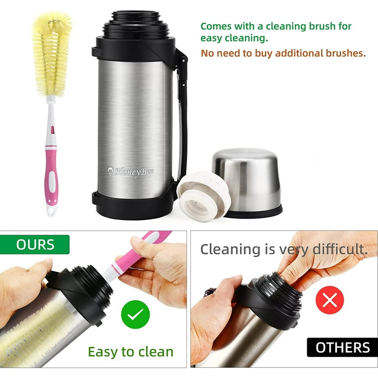 Homgreen Vacuum Insulated Bottle Coffee Thermos,1200ml,Thermos for Hot  Drinks,Keep Liquid Hot or Cold 24 Hours,Thermos with Strap&Perfect Size  Cleaning Brush,Portable,Bpa-Free 
