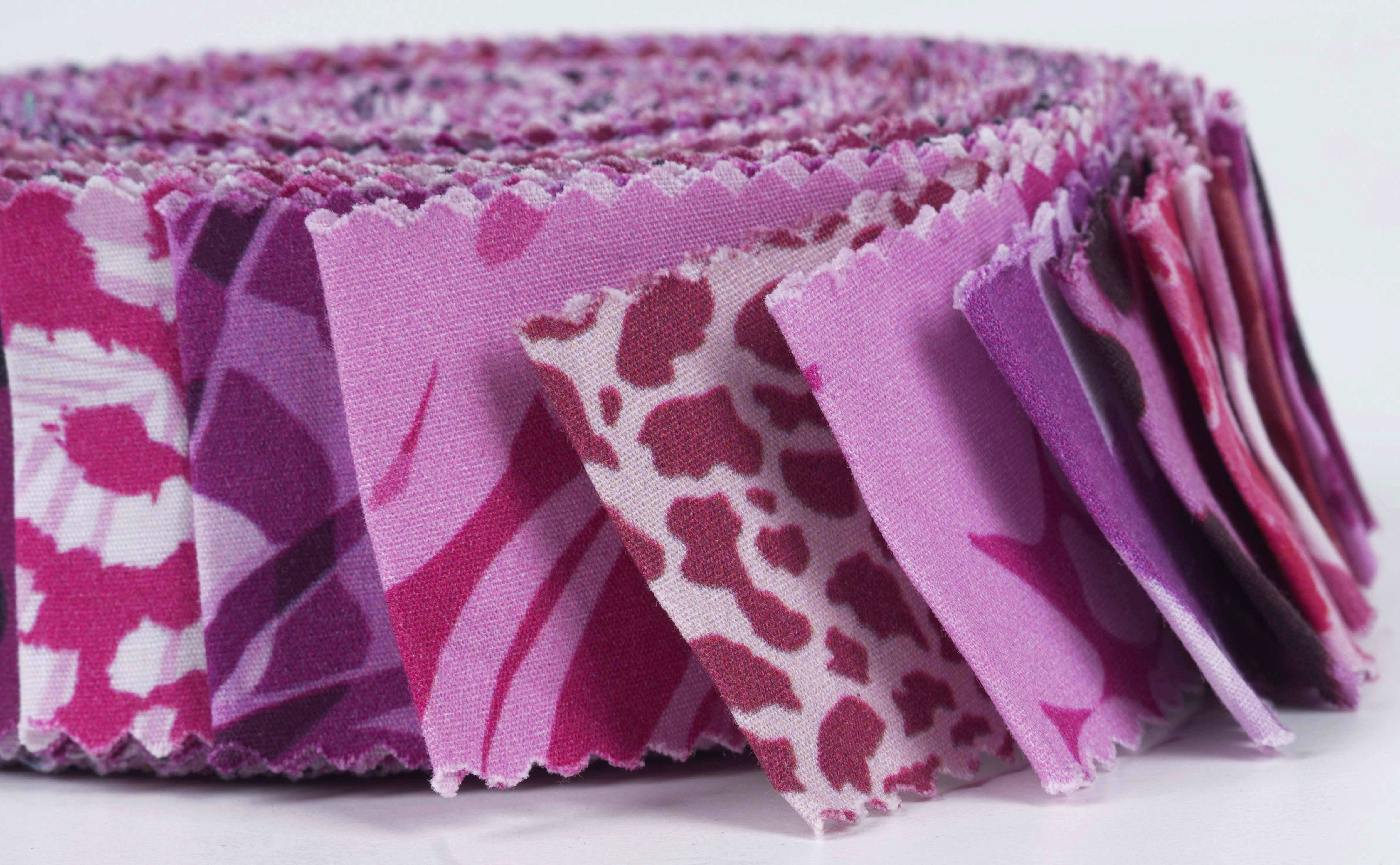 Soimoi 40Pcs Floral Artistic Print Precut Fabrics Strips Roll Up 1.5x42inches Cotton Jelly Rolls For Quilting - Purple