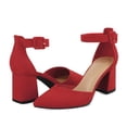 thumbnail image 4 of LuckLilac Women's Pointed Toe Pumps Block Heel Ankle Strap Adjustable Buckle Heels sandals Dress Shoes for Casual Party Daily Wear, 4 of 6