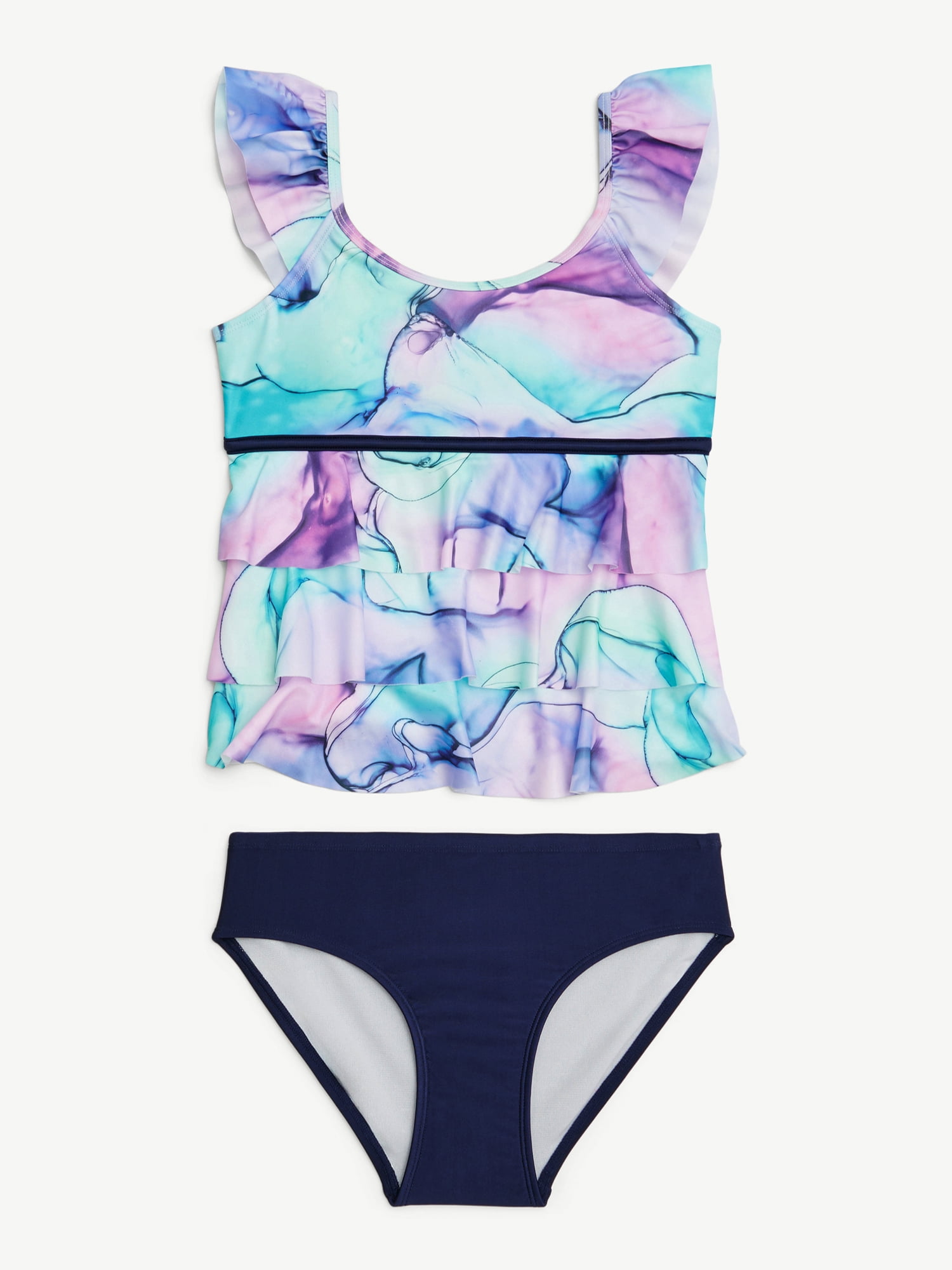 Justice Girls Ruffle Tankini Top with Bikini Bottom 2-Piece Swimsuit, Sizes 5-18