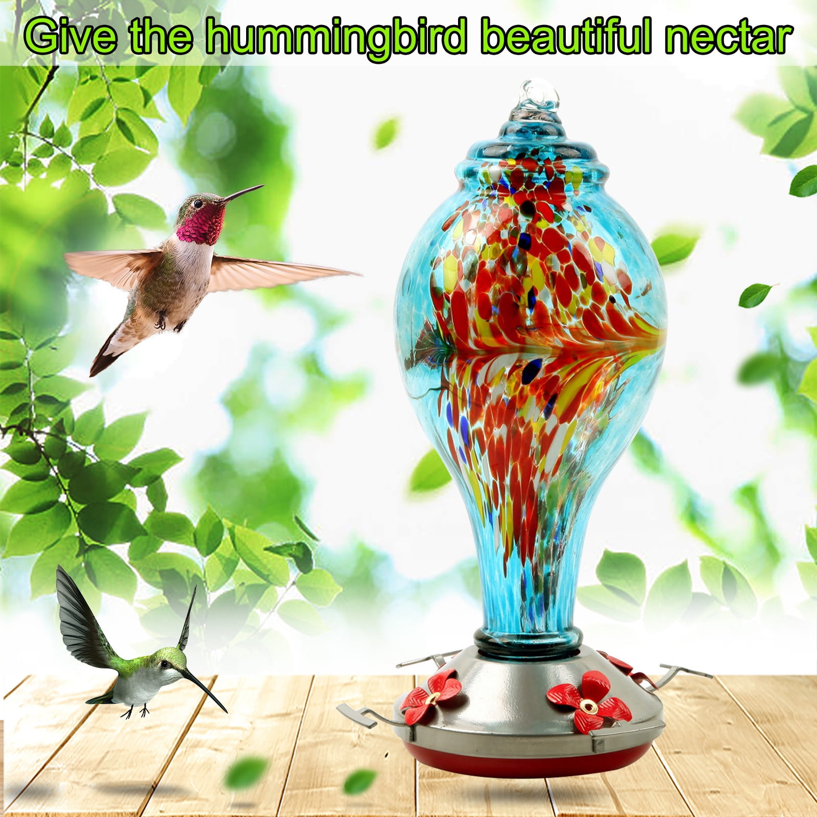 Hummingbird Feeder - Easy Clean Glass Design for Outdoor Bird Watching