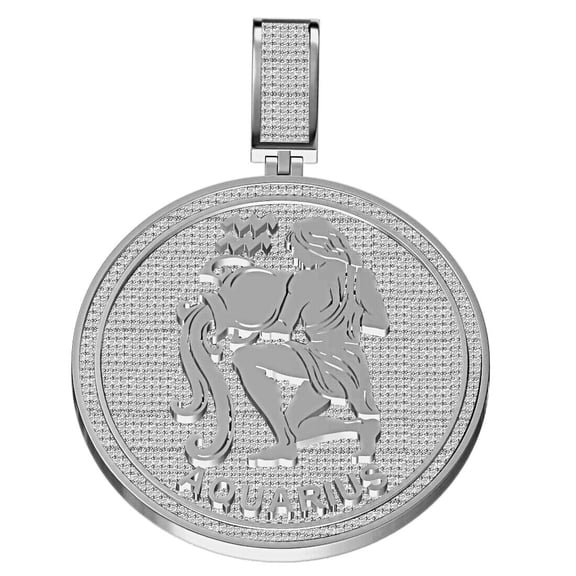 Real 2.50 Ct. VVS1 Natural MOISSANITE Diamond Zodiac Sign Aquarius Charm Pendant