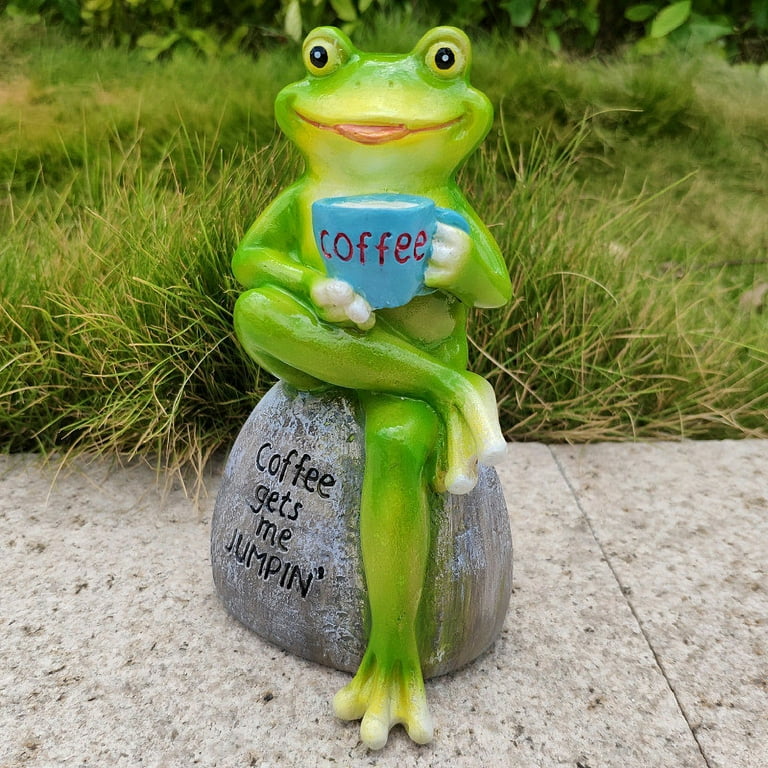 Resin Frogs Garden Decor Statues Resin Frogs Garden Decor Statues Frog  Gifts For Best Friend Frog Rice White Cup