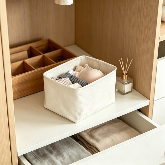 Foldable Clothes Organizer Bag, Multi-Size Storage Bin, Collapsible Basket, Lightweight Build and Easy Clean for Shelves, Bathrooms and Dorms.