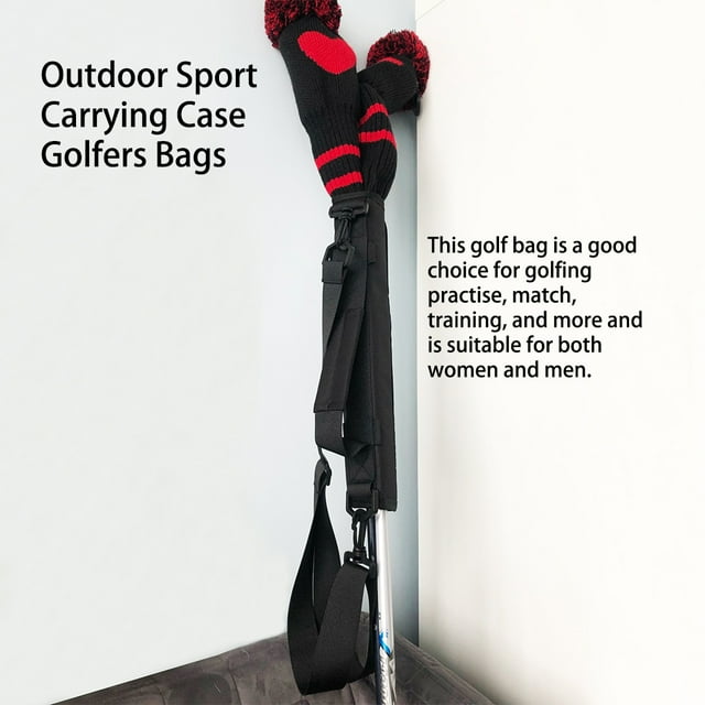 Portable Mini Golf Club Bag Carrying Case Shoulder Pouch with Adjustable Strap Golfing Equipment Sports Gear Golfer Accessories Pink