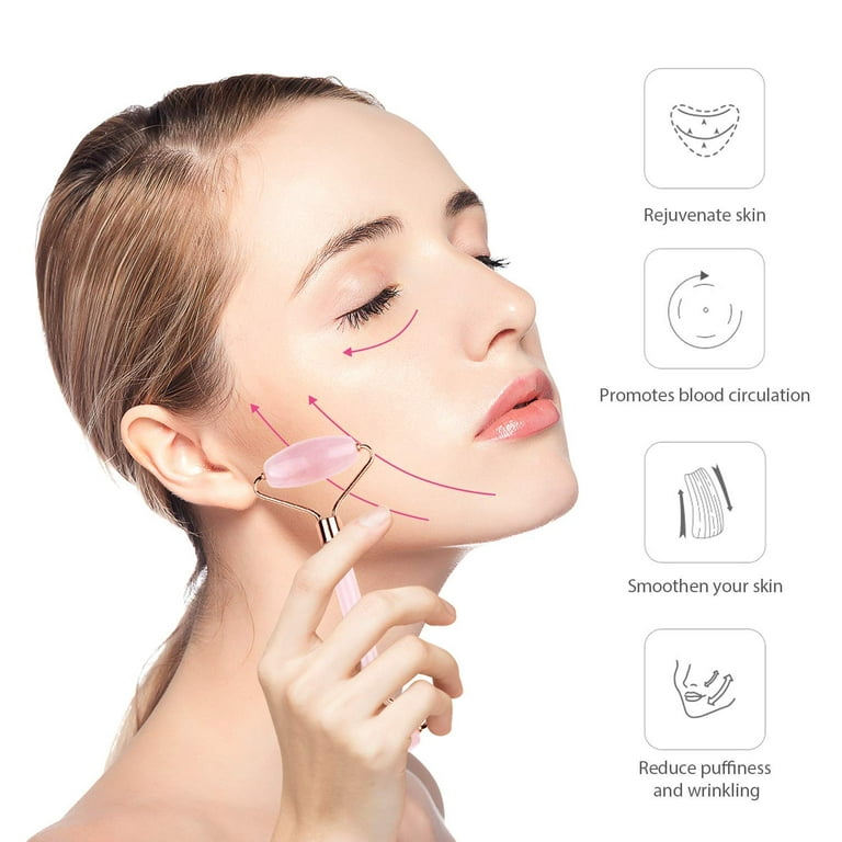 Face Roller Skin Care -Rose Quartz Face Roller | Ultimate Facial Skin Care  Products & Beauty Products Tools | Facial Roller for Face and Eye Massager