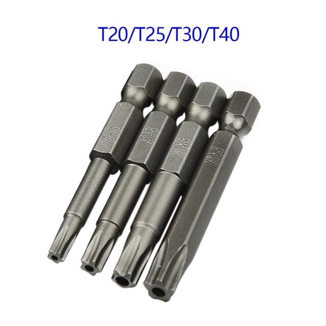 4Pcs Alloy Steel Torx Screwdriver Bit T20 T25 T30 T40 Hex Shank Magnetic Star 5 Point Screwdriver 50mm Hand Tool Accessories