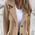 thumbnail image 6 of Fall Winter Women Jacket Turn-down Collar Mid Length Single-breasted Solid Color Fake Pockets Commuting Daily Wear Overcoat, 6 of 7