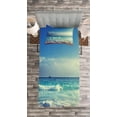 thumbnail image 4 of Ambesonne Tropical Quilted Bedspread Set 2 Pcs, Beach Sunset Waves, Twin Size, Cream Turquoise, 4 of 4