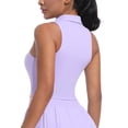thumbnail image 5 of Jinhomg Women's Sleeveless Crop Tops Casual Solid Lapel Collar Tank Shirts Basic Solid V Neck Golf Tennis Clothes Summer Workout Athletic Tanks Purple S, 5 of 7