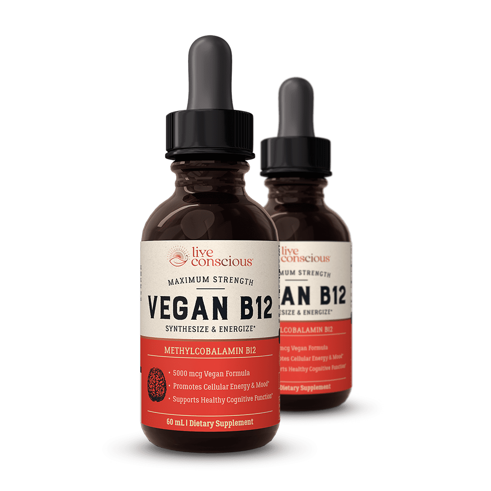 Live Conscious Vegan B12 Methylcobalamin Sublingual Drops, 5000 mcg, 60