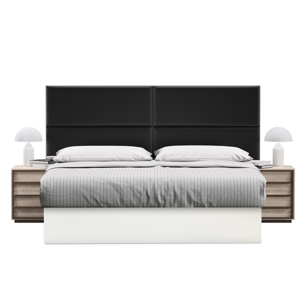 Boyd Sleep Customizable Upholstered Wall Decor Panels, Black Faux Leather, Set of 4